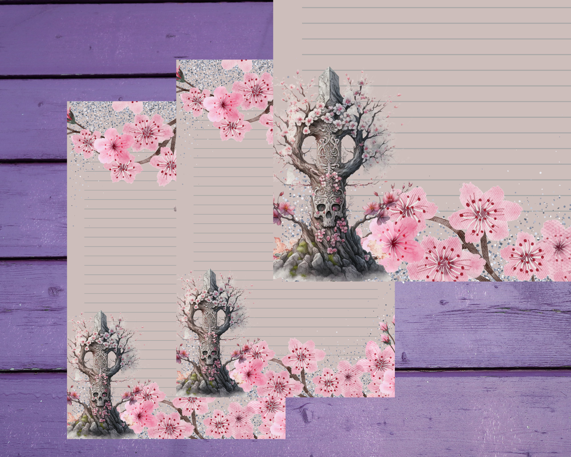 Cherry Blossom Witch Letter Writing Paper A5 Lined/unlined Stationery ...