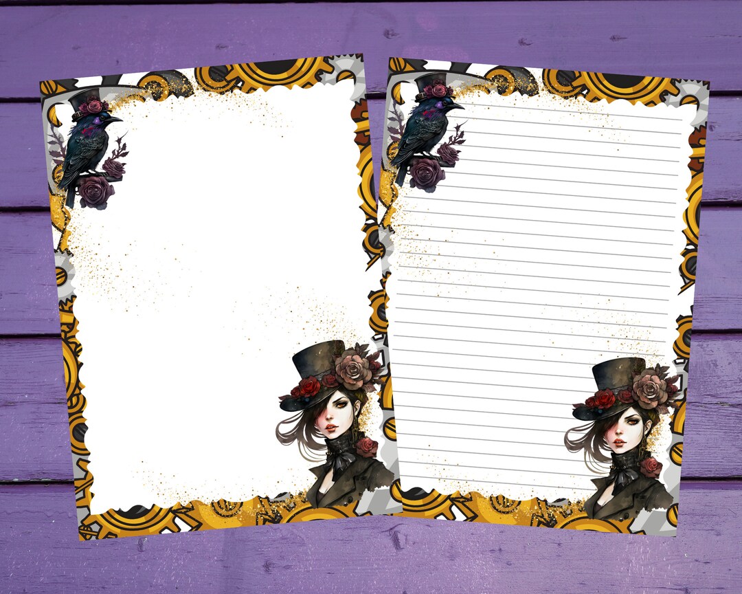 Steampunk Lady Printable Letter Writing Paper Stationery Penpal ...