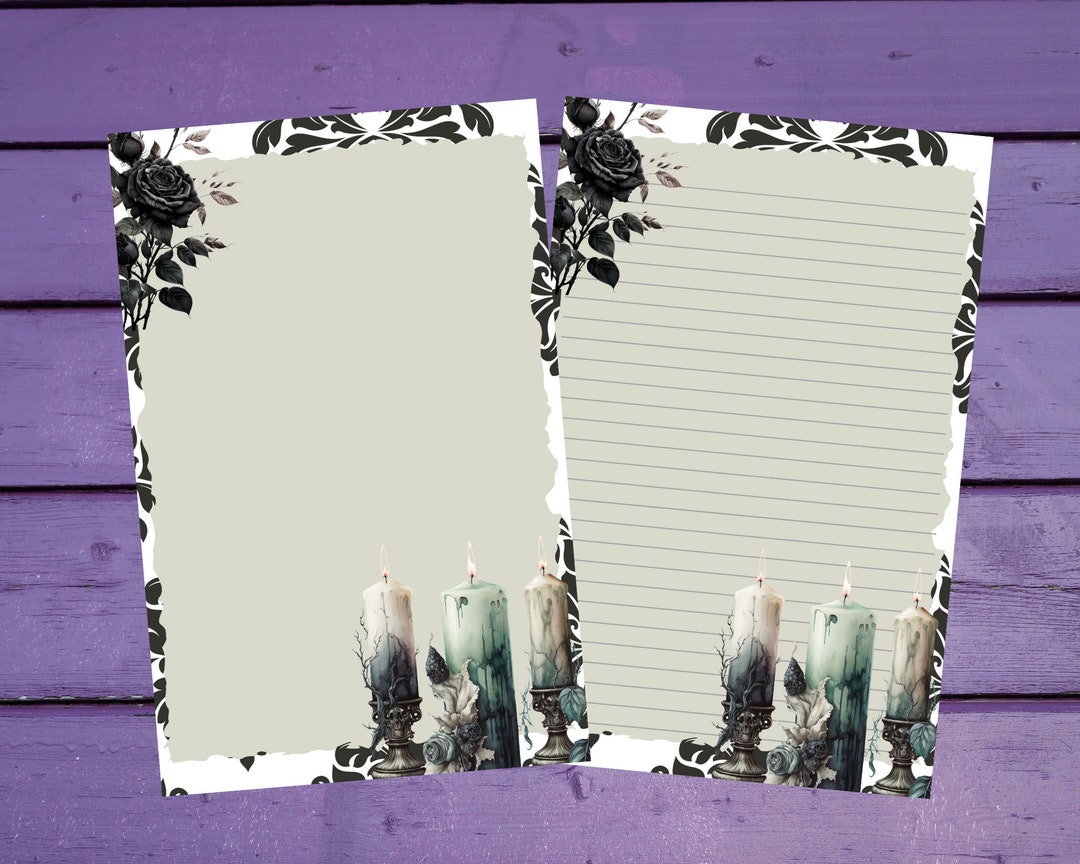 Gothic Candle Letter Writing Paper A5 Stationery Lined/unlined Penpal ...