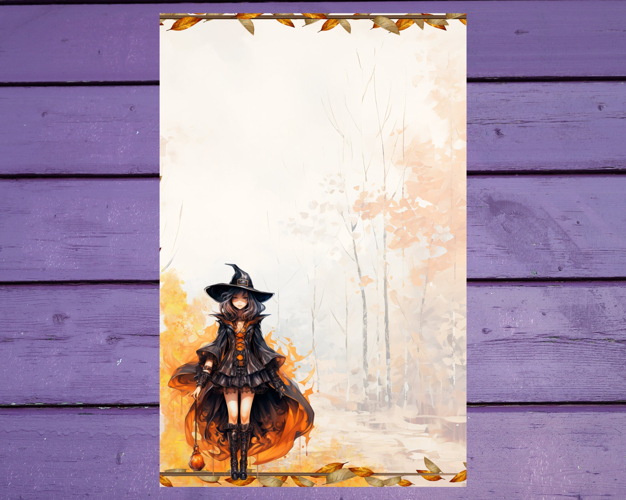 Autumn Witch Letter Writing Paper A5 Stationery Lined/unlined Penpal ...