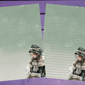 Papel de carta vintage verde de inverno A5 para papelaria pautado/sem pautado para correspondência