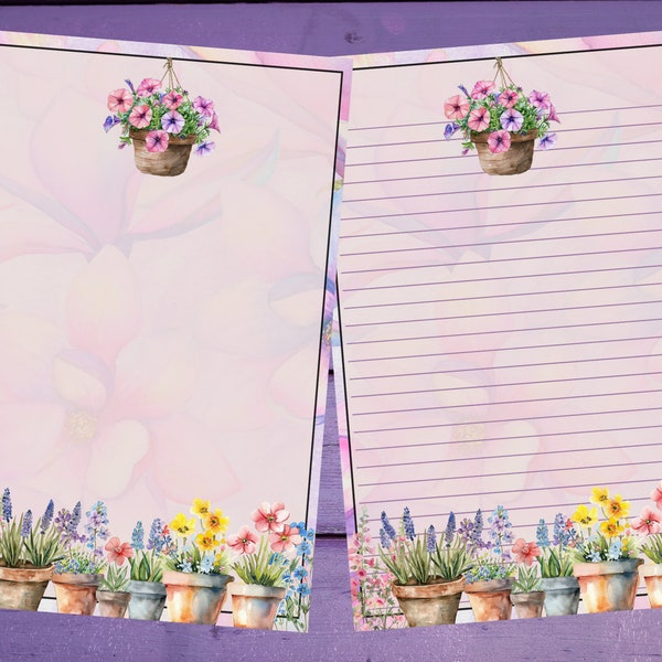 Spring Vibes Letter Writing Paper A5 Stationery Lined/Unlined Penpal Supplies