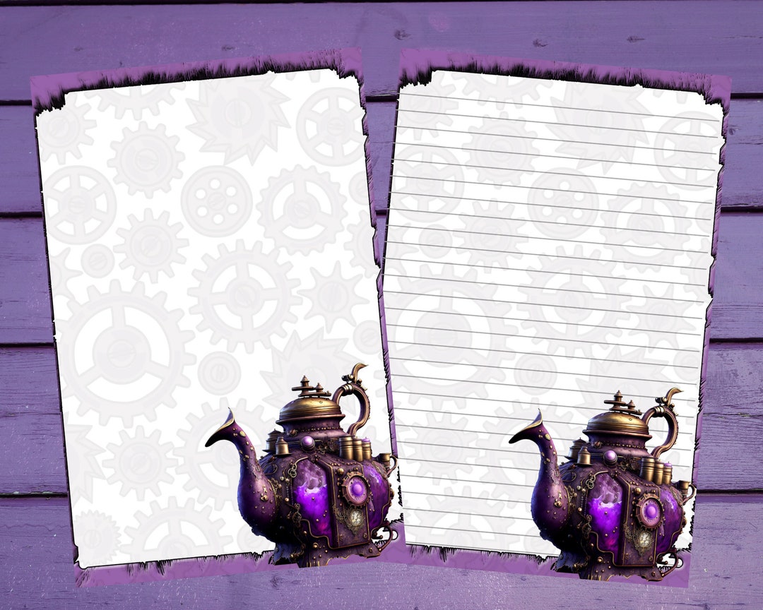 Steampunk Teapot Letter Writing Paper A5 Stationery Lined/unlined Penpal Supplies Etsy