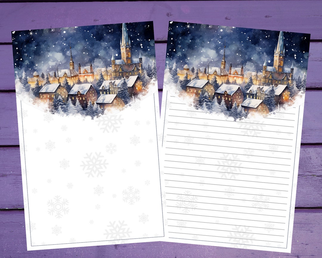 Snowy Town Letter Writing Paper A5 Stationery Lined/unlined Penpal ...