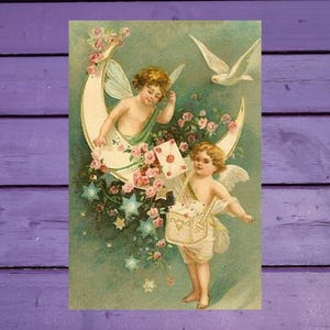 Carte postale vintage pour la Saint-Valentin 10 x 15 cm/4'x6' in Stylo