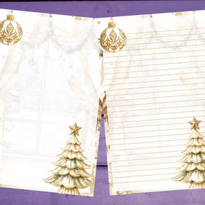 Papel de carta de Natal dourado A5 para papelaria pautado/sem pautado, suprimentos para amigos por correspondência