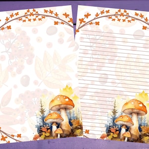 Papel de escrita de cartas de cogumelos de outono A5 artigos de papelaria forrado/sem forro Penpal Suprimentos