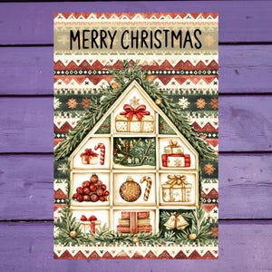 Carte postale maison de Noël 10 x 15 cm/ 4'x6' in Stylos