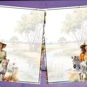 Papel para escrever cartas Safari A5 forrado/sem forro, suprimentos para correspondência de dupla face