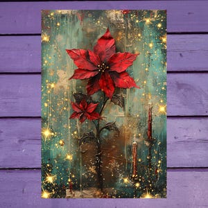 Carte postale fleur de Noël 10 x 15 cm/ 4'x6' in Stylos