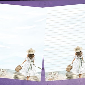 Papel de carta Coastal Serenity A5, pautado/sem pauta, suprimentos para correspondência