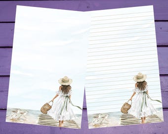 Coastal Serenity Letter Writing Paper A5 Stationery Lined/Unlined Penpal Supplies