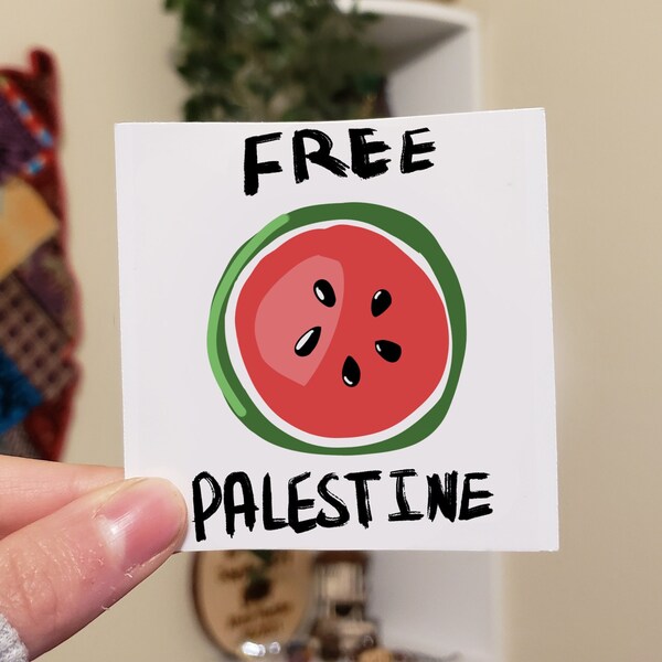 Free Palestine Handmade Watermelon Sticker Water-Resistant(100% proceeds will be donated to Gaza) READ DESCRIPTION