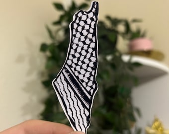 Handmade: Palestine Kufiyah Sticker - Water-Resistant Vinyl (3.5" x 1")