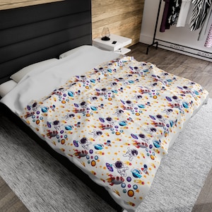 Süße kosmische Decke, Geschenk für Sohn, Geschenk für Tochter, Weltraum Decke, Planet Decke, Astronaut Decke, Thema Weltraum, Fun Space