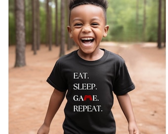 Eat Sleep Game Repeat Youth T-Shirt: Gamer Gift