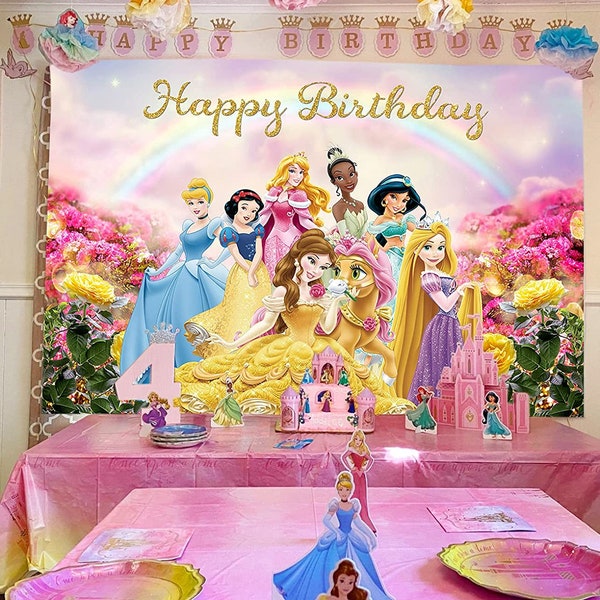 Décoration de conte de fées et articles de fête pour petite princesse | Photographie de dessin animé | Décors de princesse, bannières, cliparts | Toile de fond de fête d'anniversaire