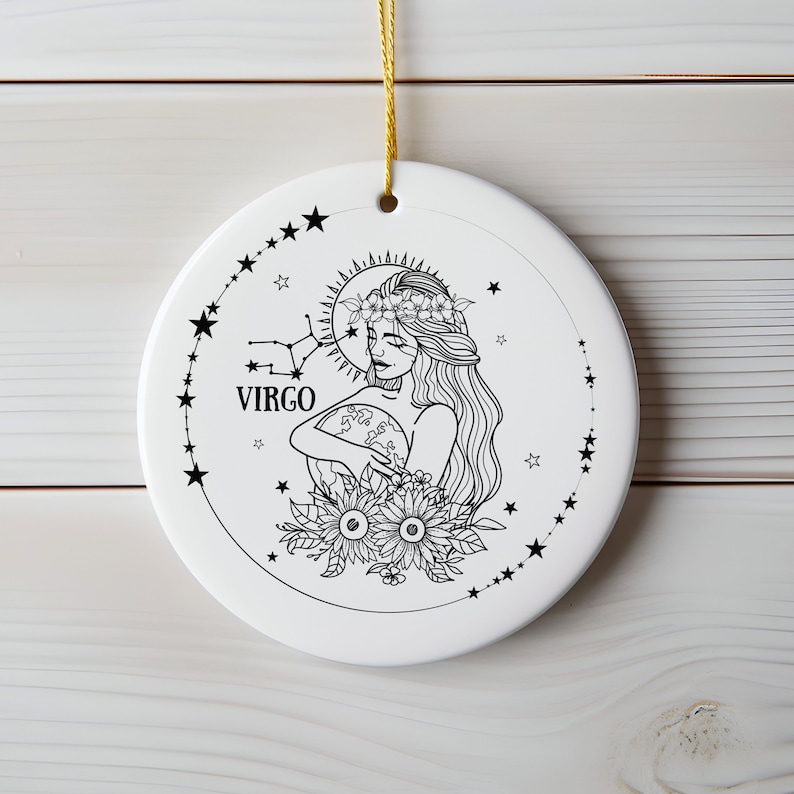 Virgo Ornament, Virgo Birthday Zodiac, Astrological Star Sign, Virgin
