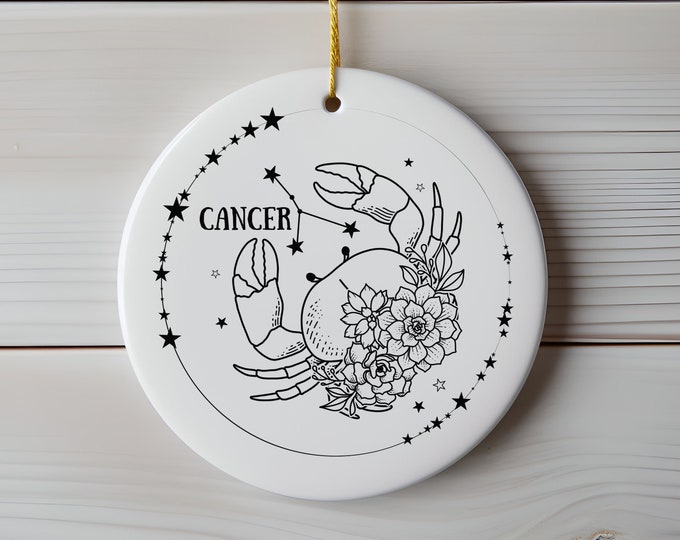 Cancer Ornament, Cancer Birthday Zodiac, Astrological Star Sign, Crab Symbol Horoscope Gift, Minimalist Ornament, Boho Constellation X0050