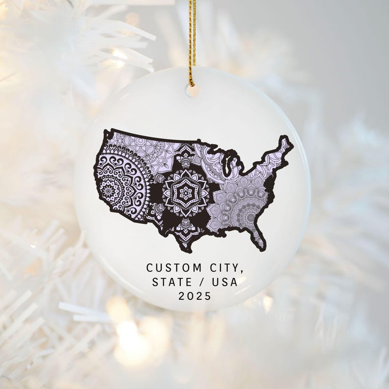 Custom City Map Ornament, Mandala France Country Map Ornament, Family