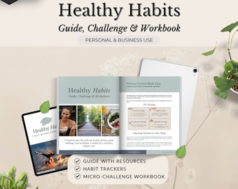 Healthy Habits Challenge Coach Bundle, Healthy Lifestyle Guide, Healthy Habits workbook, health coach challenge, nutrition coach lead magnet