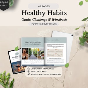 Healthy Habits Challenge Coach Bundle, Healthy Lifestyle Guide, Healthy Habits workbook, health coach challenge, nutrition coach lead magnet