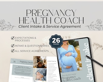 Pregnancy Health coach intake form template, Client Onboarding Questionnaire, pregnancy Nutrition Coaching, Consultation, health Wellness