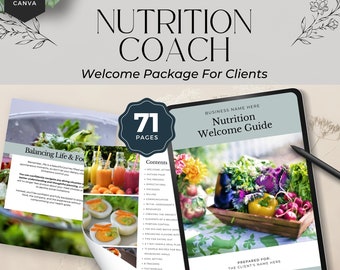 Magnete guida per coach nutrizionale, assunzione di clienti, moduli per coach della salute, onboarding del cliente, diario alimentare, nutrizionista, modello di ebook, dietista