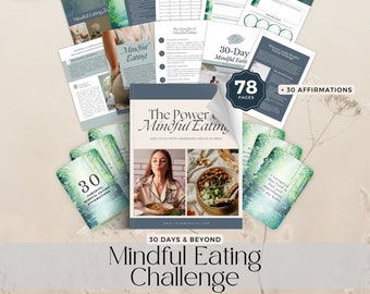 Mindful Eating Challenge Health Coach Bundle, Mindfulness, mindful eating Guide, Challenge Pack, health coach challenge, affirmations, canva