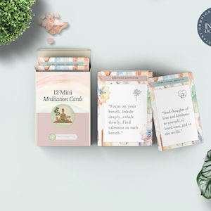 Meditation Cards, Mini Meditation Script Bundle, Guided Meditation Script, mindfulness script, wellness cards, how to meditate, canva