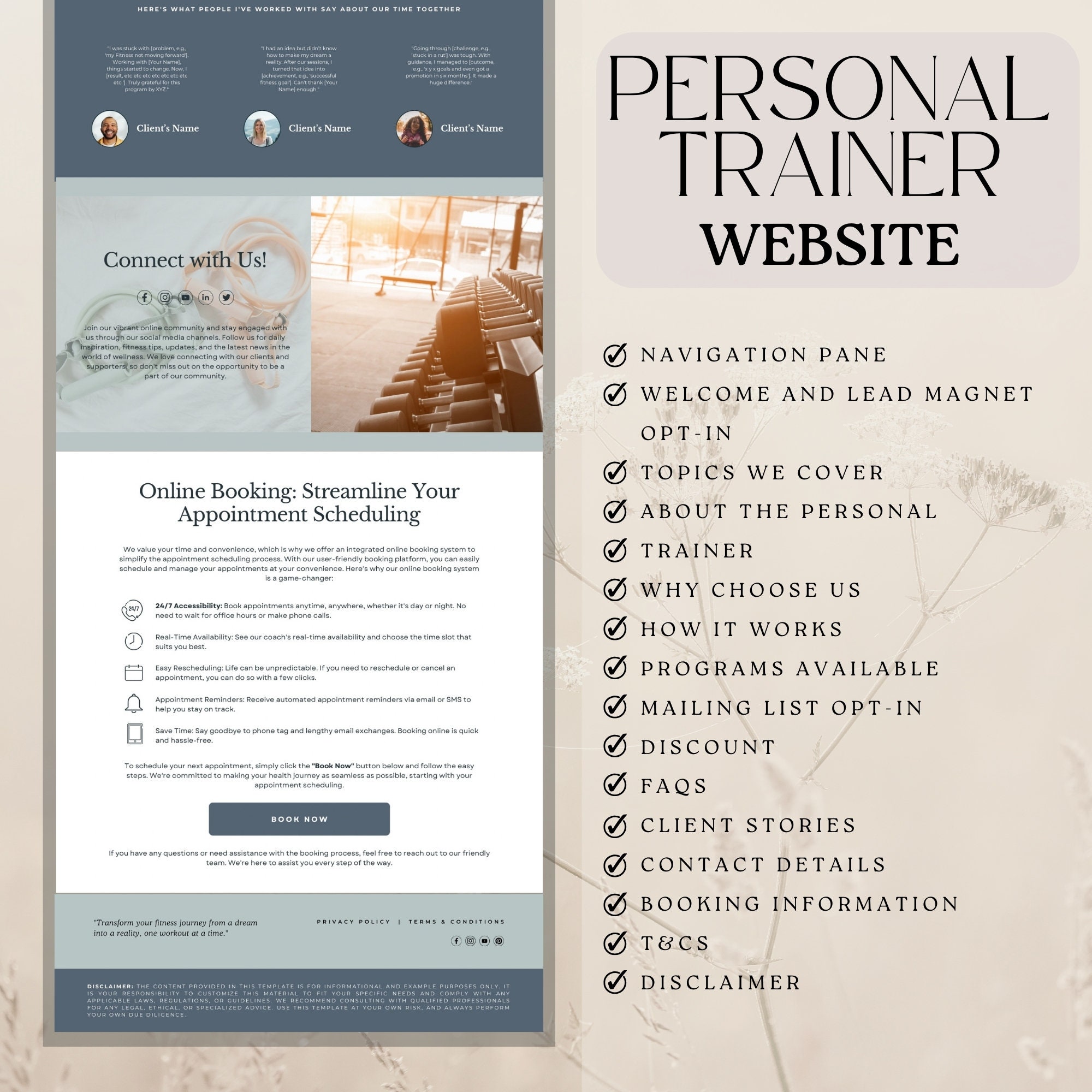 Personal Trainer Website Template Fitness Coach Landing Page Personal