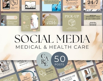 Healthcare Instagram, Medical Social Media Posts, Medical Branding, Health Templates, Medical Clinic Instagram templates, health care canva