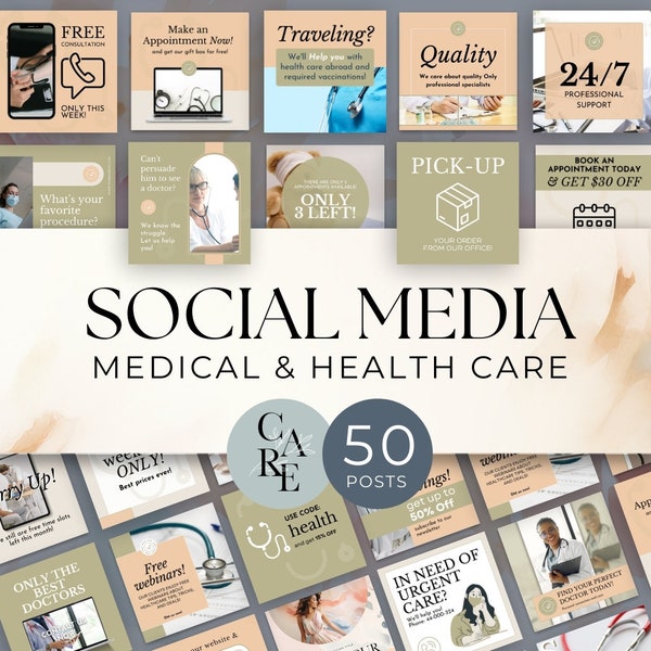 Instagram santé, publications médicales sur les réseaux sociaux, image de marque médicale, modèles santé, modèles Instagram clinique médicale, toile soins de santé