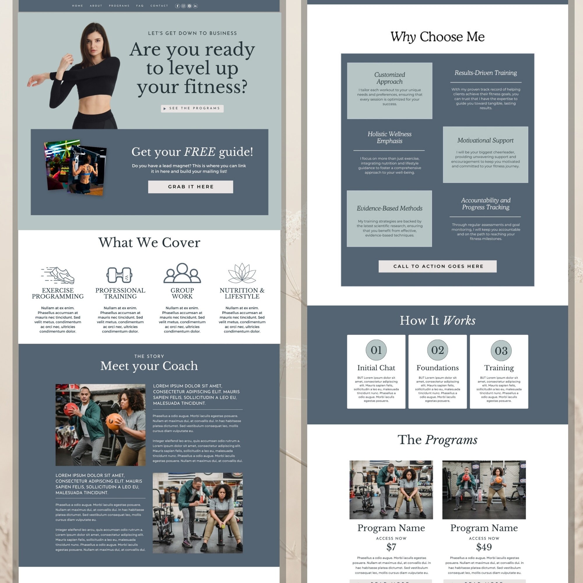 Personal Trainer Website Template Fitness Coach Landing Page Personal