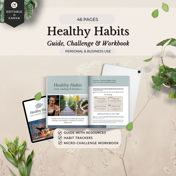 Healthy Habits Challenge Coach Bundle, Healthy Lifestyle Guide, Healthy Habits workbook, health coach challenge, nutrition coach lead magnet