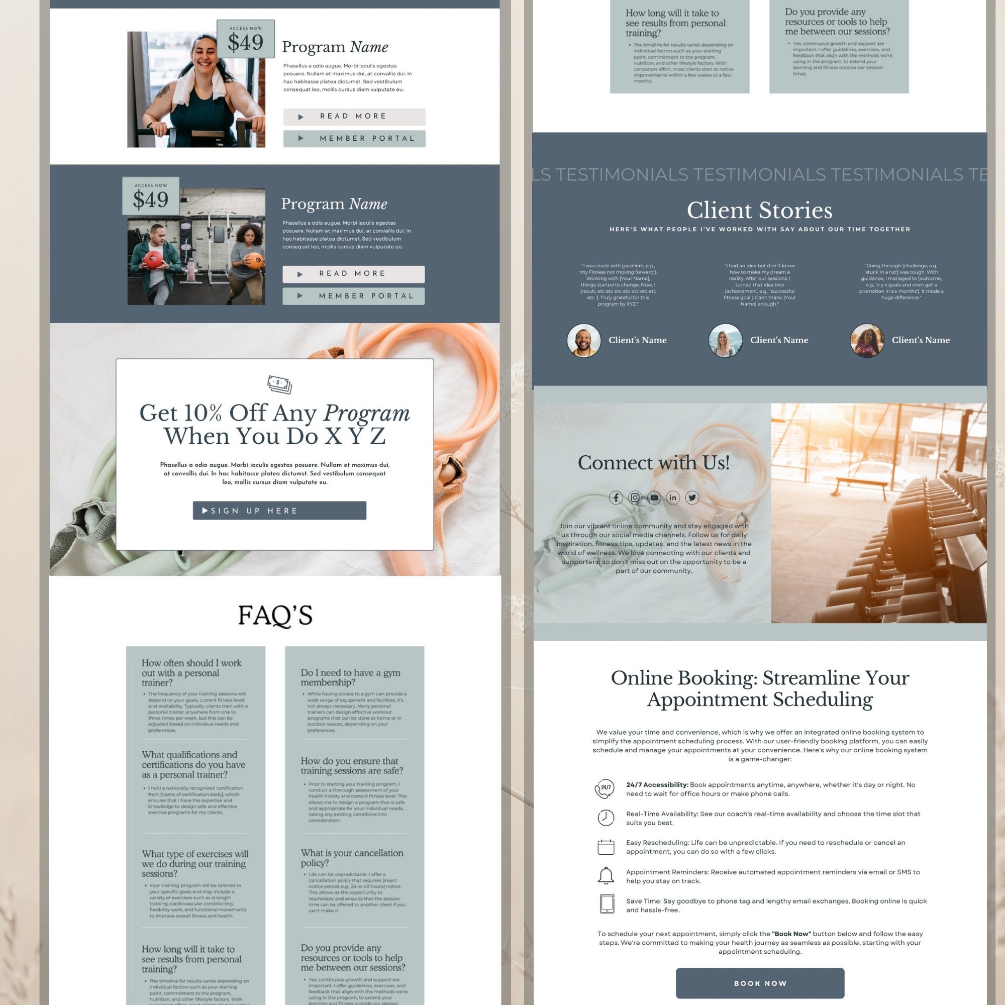 Personal Trainer Website Template Fitness Coach Landing Page Personal