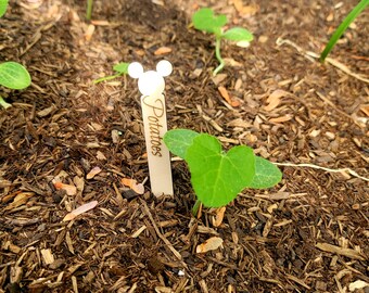 Mouse Garden Stakes, Garden Labels, Disney Garden, Disney Crafts, Disney DIY,  Disney Laser Cut, Wood Crafts, Mickey Tags
