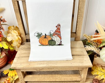 Fall Tea Towel, Embroidered Farmhouse Kitchen Towel, Housewarming Gift, Hostess Gift, Thanksgiving Gift, Country Life Kitchen Tea Towel