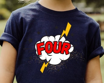 POWerful Birthday Tee|Kids Birthday tops|Custom Age Tee|Superhero style|Birthday Tee