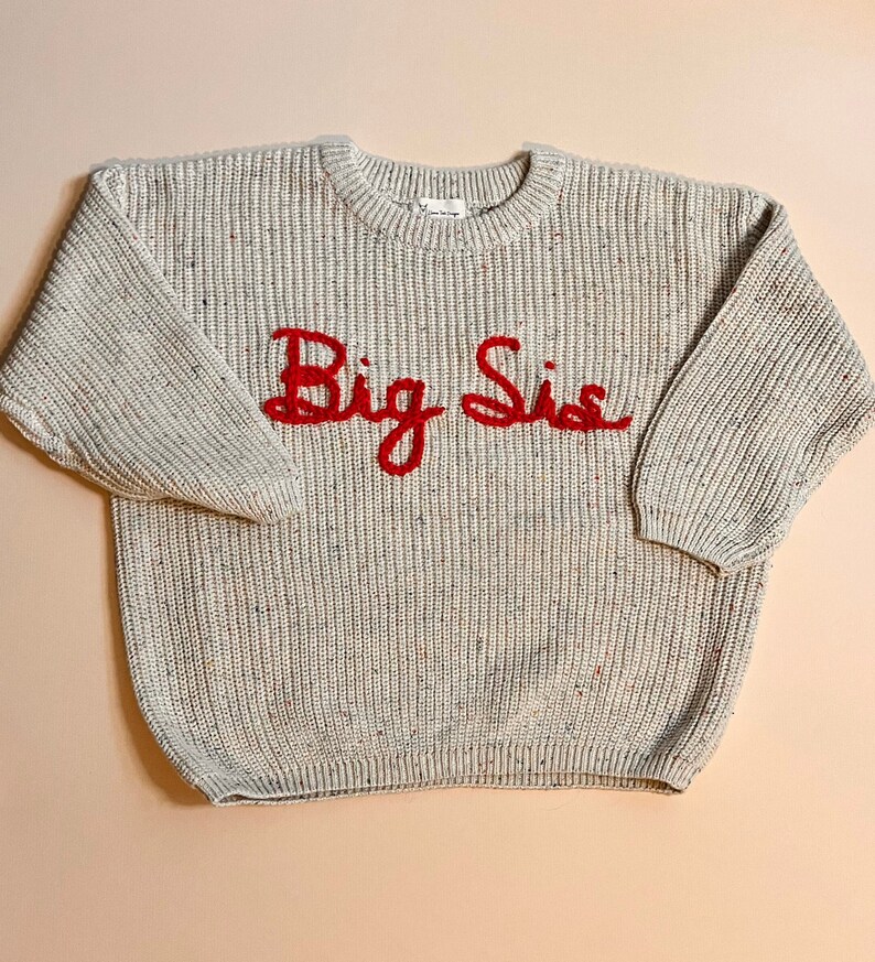 Hand Embroidered Baby and Toddler SweaterCustom NameCotton CrewneckBaby Shower GiftBaby's NamePersonalizedBaby NameToddler Name image 4