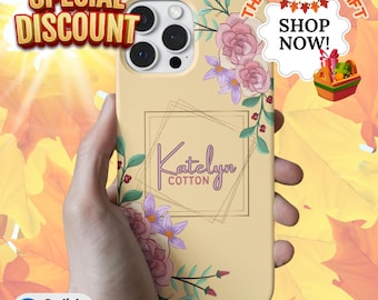 Personalized Floral Phone Case Elegant Custom Flowers Clear Phone Case for iPhone Pro Max Samsung Galaxy Ultra Plus Mother&#39;s Day Gift