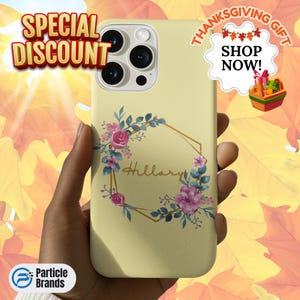 Custom Floral Phone Case: Gold Letter Name, Elegant Pastel Design