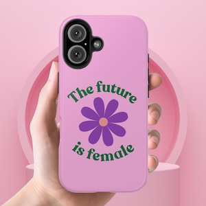 未来は女性の電話ケース フェミニスト iPhone ケース ガールパワー ピンク iPhone 16 15 14 13 12 11 Pro Max 用電話ケース
