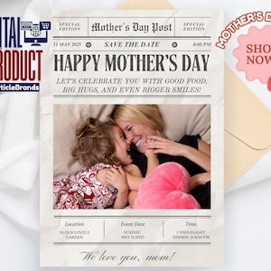 Tarjeta digital imprimible para el Día de la Madre, invitación para cenar a la luz de las velas con la fecha reservada para mamá, tarjeta de felicitación editable para el Día de la Madre con descarga instantánea