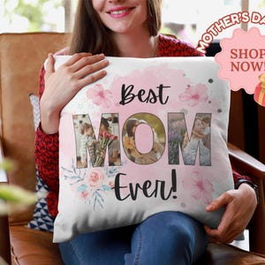 Custom Square Pillow Best Mom Ever Mothers Day Gift Personalized Throw Pillow for Mom Decorative Polyester Cushion Mothers Day Decor