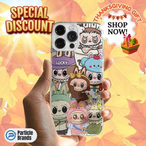 Labubu Party, jolie coque de téléphone transparente, étui transparent pour iPhone, étui de protection transparent durable pour le nouvel an lunaire, souvenir amusant