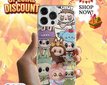 Labubu Party Cute Clear Phone Case Transparent iPhone Case Durable Clear Protective Case for Lunar New Year Fun Keepsake