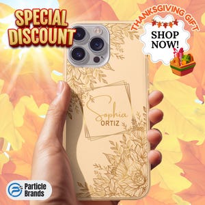 Personalized Gold Floral Phone Case: Elegant Pastel Flower Cover