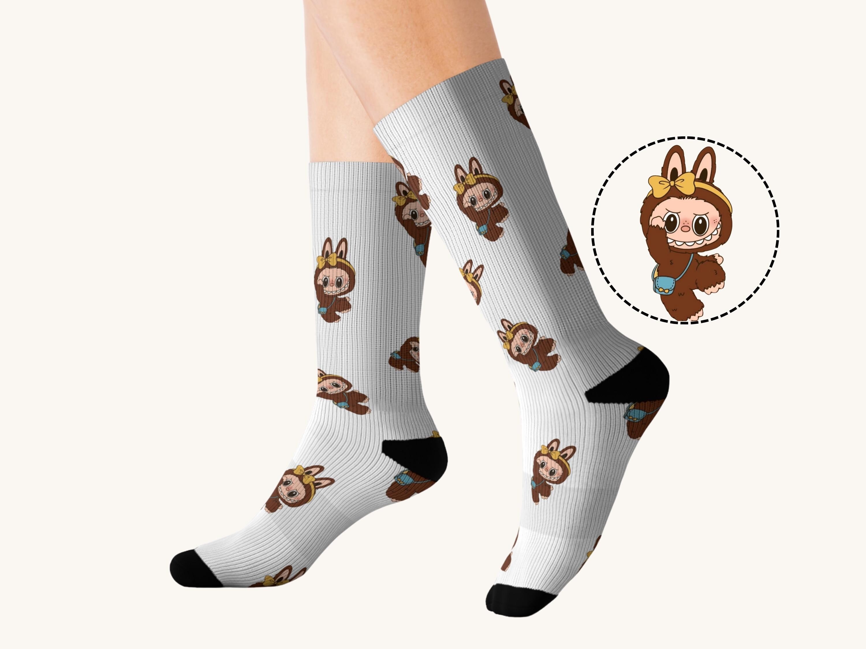 Cute Labubu Socks Comfy Cartoon Character Socks for Lunar New Year Gift Fun Cartoon Socks Fun Holiday Socks Vibrant Printed Socks Unisex