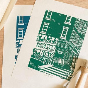Sun & Air - Original Linocut Print - New York Wall Art, Limited Edition, 8 x 10 in